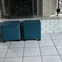 2 Teal Ottoman 