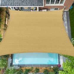 NEW SAND 8'x12' Sun Shade Sail Outdoor UV Block Canopy Sunshade Cover for Backyard Porch Pergola Deck Garden Patio