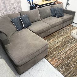 Large Gray 3pc L-Shape Sectional Sofa by Jonathan Luis