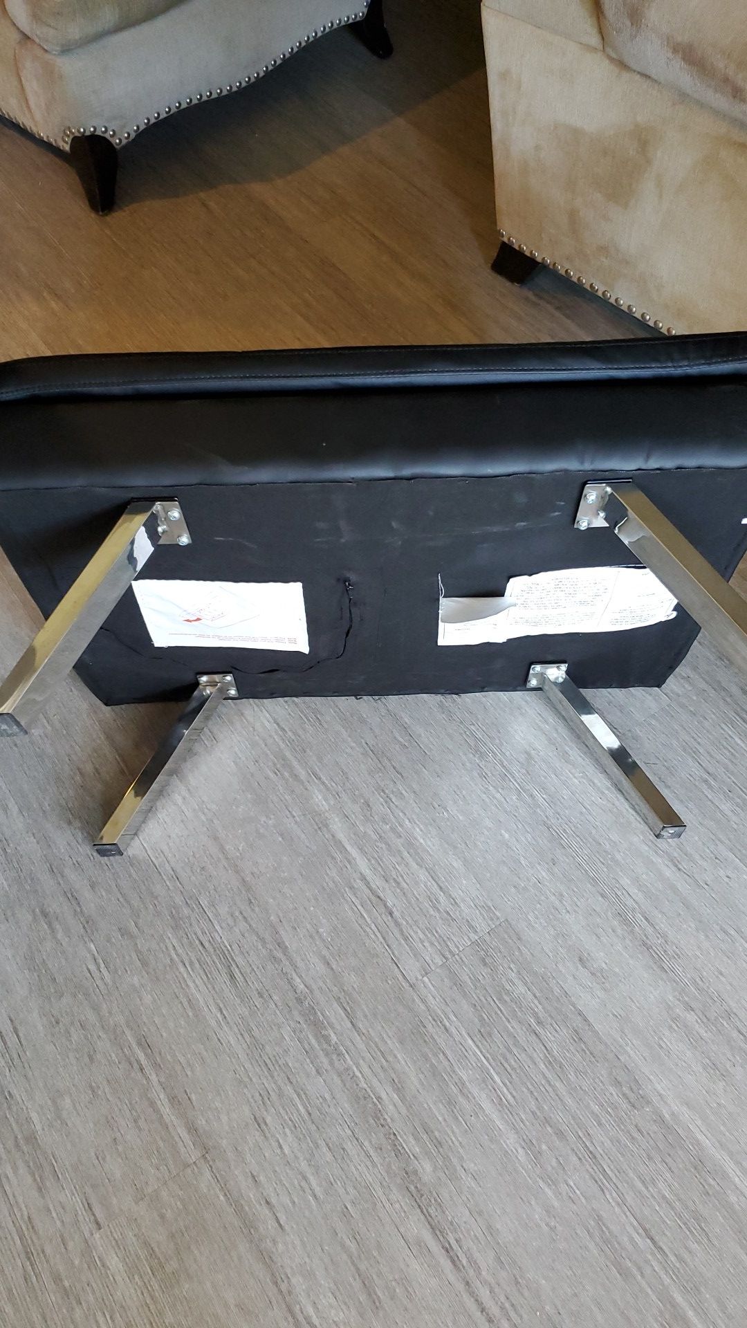 Black Leather Ottoman