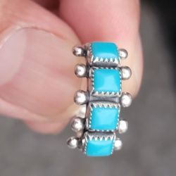 Turquoise Ring Sterling Silver Size 4 3/4