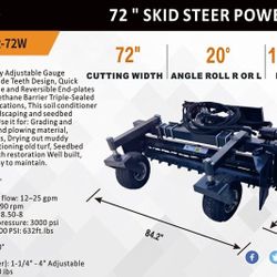 Skid steer Power Rake (Harley Rake) 72” standard flow