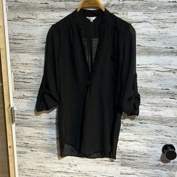 Stella tweed black sheer top  size medium 