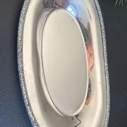 Ornate Silver plated Decorative Oval Serving Tray