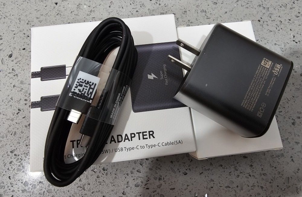 45W Fast Charger USB type-C to Type-C 6 foot cable for Samsung Galaxy S23 S22 S21+ A20 and more

