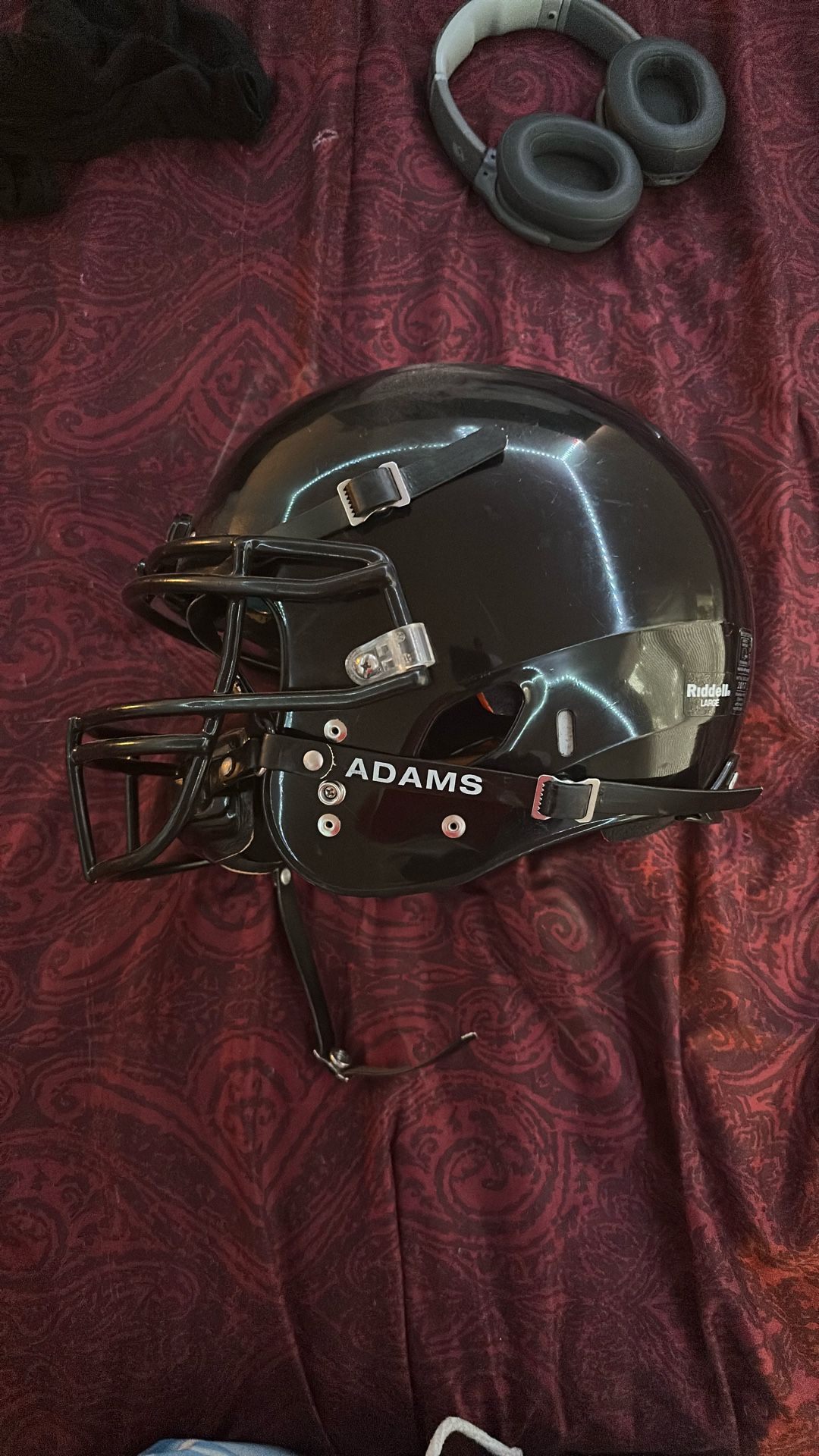 Black Football Helmet – Riddell Shell, Schutt Padding
