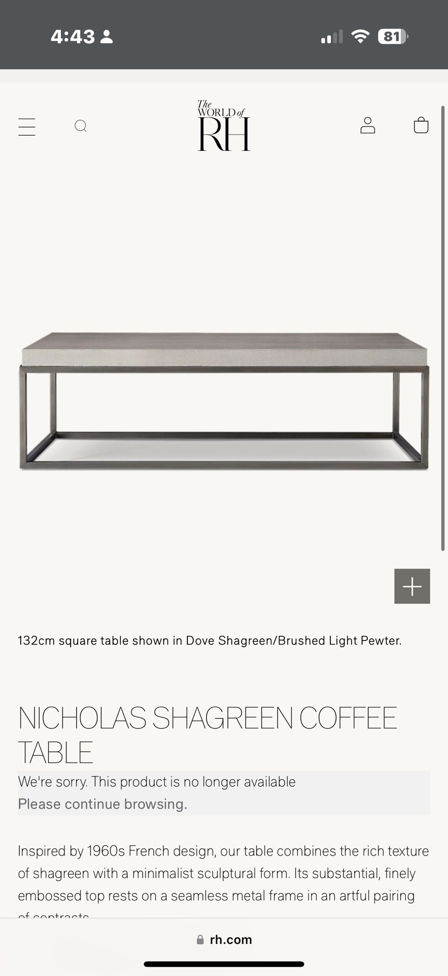 Restoration Hardware Coffee Table