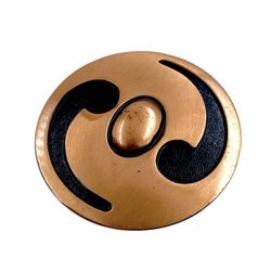 1960s Copper Unisex Brooch Pin, Modernist Abstract Design, Wind Vortex Hurricane