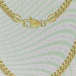 3.5 mm Sterling Silver Italian Cuban Link Chain. Gold Plated. 20” Long 