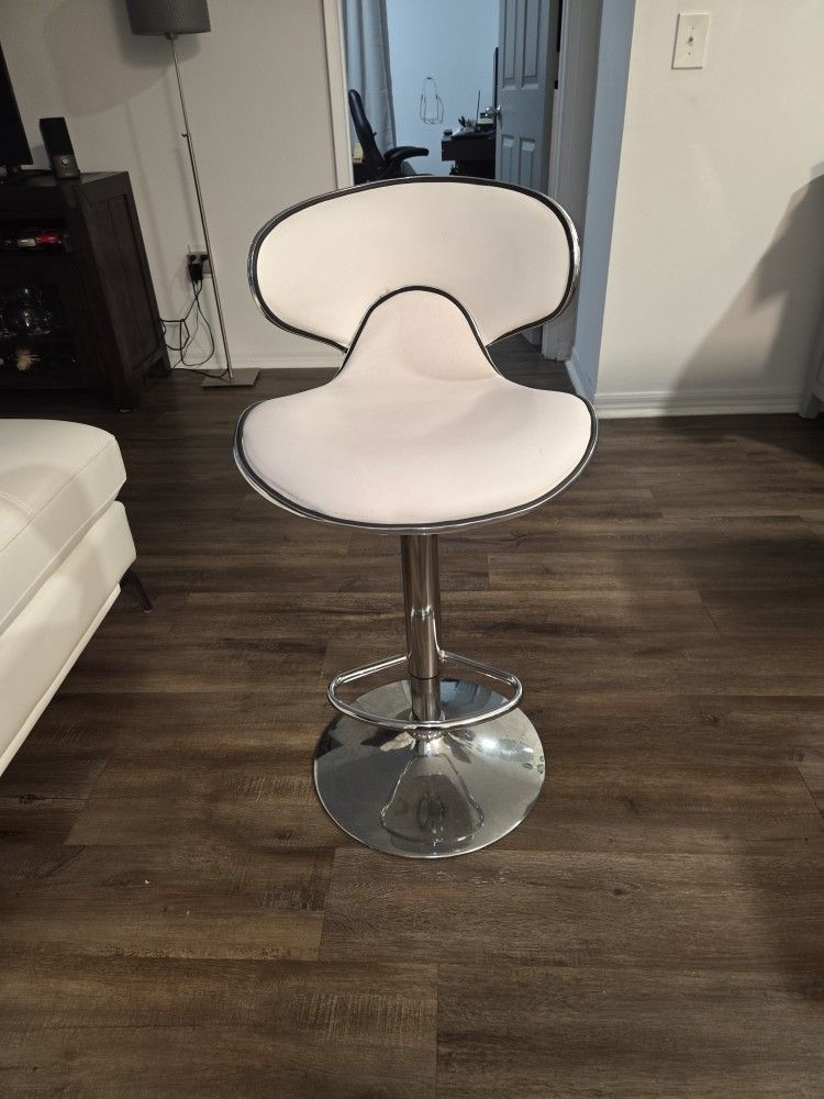 Adjustable Bar Stool Set of 3 Faux Leather Upholstered, Swivel, Counter Stool