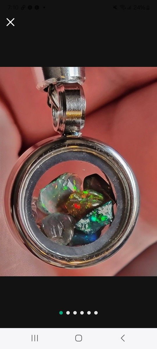 Black Opal Pendant / Stainless Steel Pendant