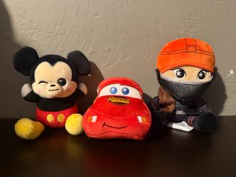 Disney Parks Wishables Mickey Mouse, Lightning McQueen, and Fennec Shand Plush Toy Lot