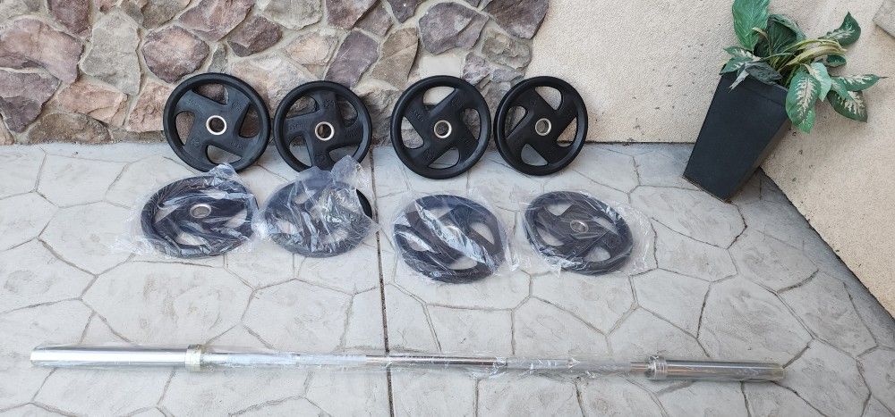 NEW Plate Set And Barbell