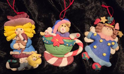 Set of 3 Whimsical Clay Christmas Ornaments