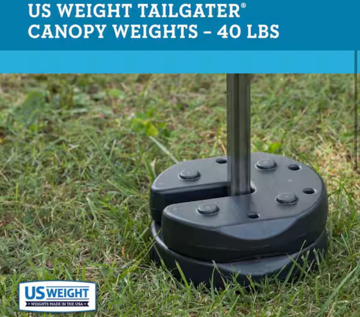 40 lbs. Black US Weight Canopy Weight Plates with Carry Strap (Set of 4)