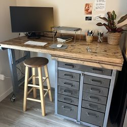 Custom-Built Butcher Block Desk w/Drawers