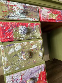 Unique Funky Hand painted All Wood Desk