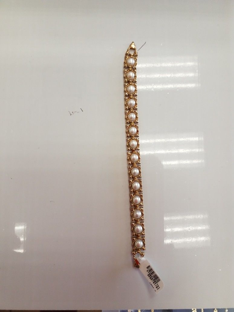 14k Pearl Bracelet 16.7 Grams 