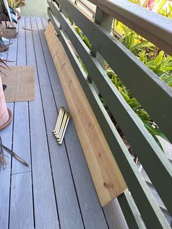 Pine Shelf and gold/brass painted brackets