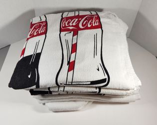LOT OF 7 PRO TOWELS COCA-COLA HUGE BEACH TOWELS WITH GLASS COCA-COLA BOTTLES 59X29