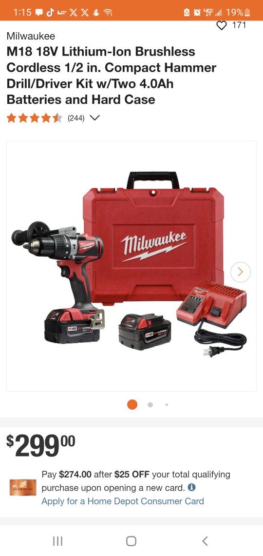 Milwaukee M18 1/2 Hammerdrill Drive Kit