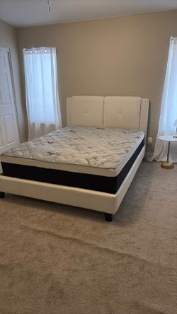 Queen bed frame with new mattress