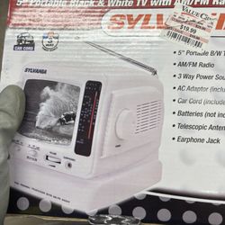 Portable Black And White Tv Am/fm Radio