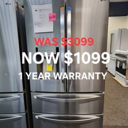 28 Cu.ft 4 Door French Door Smart Refrigerator With ICE And Water Dispenser In Printproof Stainless Steel 