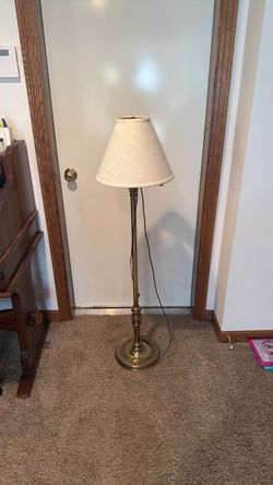 Brass Floor Lamp with Cream Shade