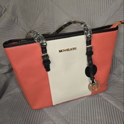 Michael Kors Saffiano Leather Travel Tote pink