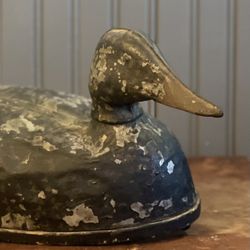 Antique Aluminium Pitted Black Duck Decoy with Swiveling Head