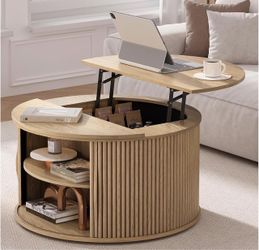 Round Lift-Top Coffee Table with Storage