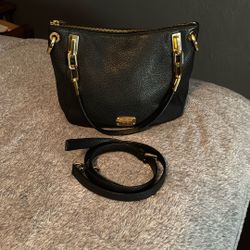 Michael Kors Black Brooke Pebbled Blk Leather Satchel