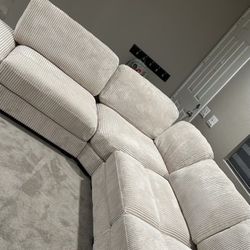 Extra Large Ivory Corduroy Modular Sectional 6 Piece Set Brand New In Box Firm Price $1,180 Only A Few Sets Left!!! Order Now!