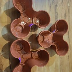 Brand New 2 Pack Terra Cotta Color Tower Style Stackable Planters With Drainage Option! At Least 3 Available! Each Pack Is A Set Of 2 Trays 