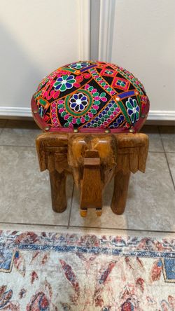 Wooden Elephant Accent Stool