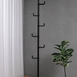 Adjustable Black Tension Pole Clothes Hanger Ceiling To Floor