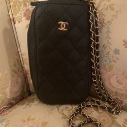 Fashion Monogram CC Crossbody Bag Caviar Leather Black Phone Bag