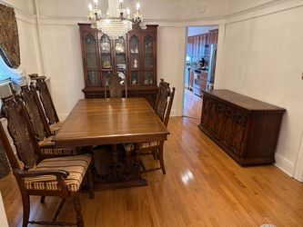 Vintage Spanish Revival Dining Room Set (Table, Chairs, Hutch & Credenza)