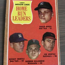 1962 Topps Baseball AL Home Run Leaders Maris Mantle Killebrew Gentile Card #53