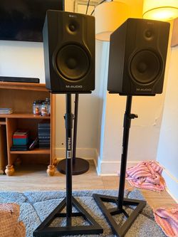 2 M-Audio BX8a Studio Monitors/Proline adjustable Monitor Stands