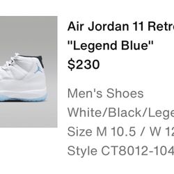 Jordan 11 Legend Blue 