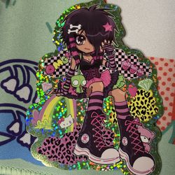 Ocean in Space - Rawr xD Y2K 2000s Emo/Scene Glitter Sticker - Chibi/Anime/Manga-Style