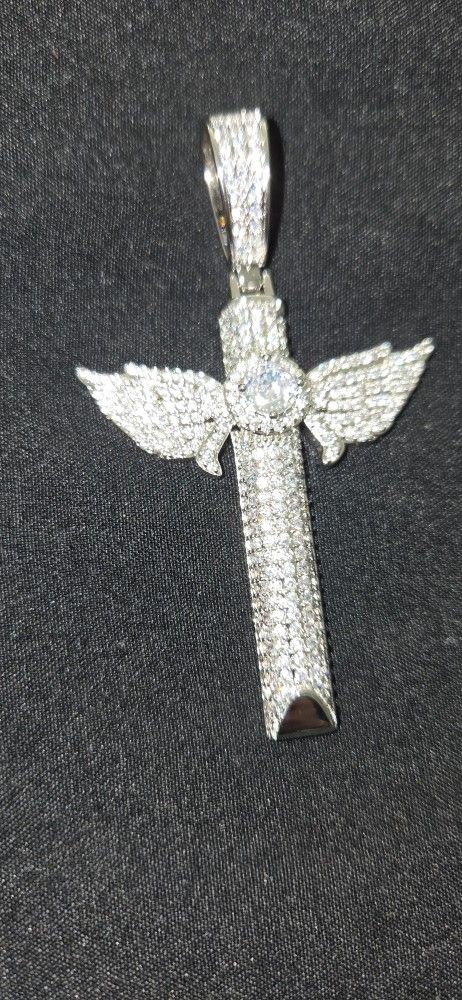 Angel Wings And Cross Pendant