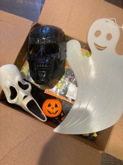 Box of Halloween Decorations