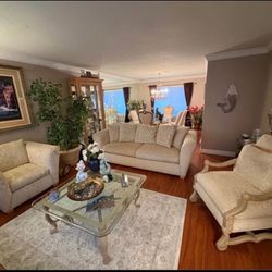 Beige Matching Couch Sofa and 2 Chairs