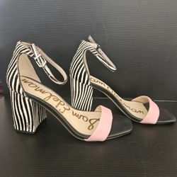 Sam Edelman Daniella Zebra Print Calf Hair Block Heel Sandals Sz 9M