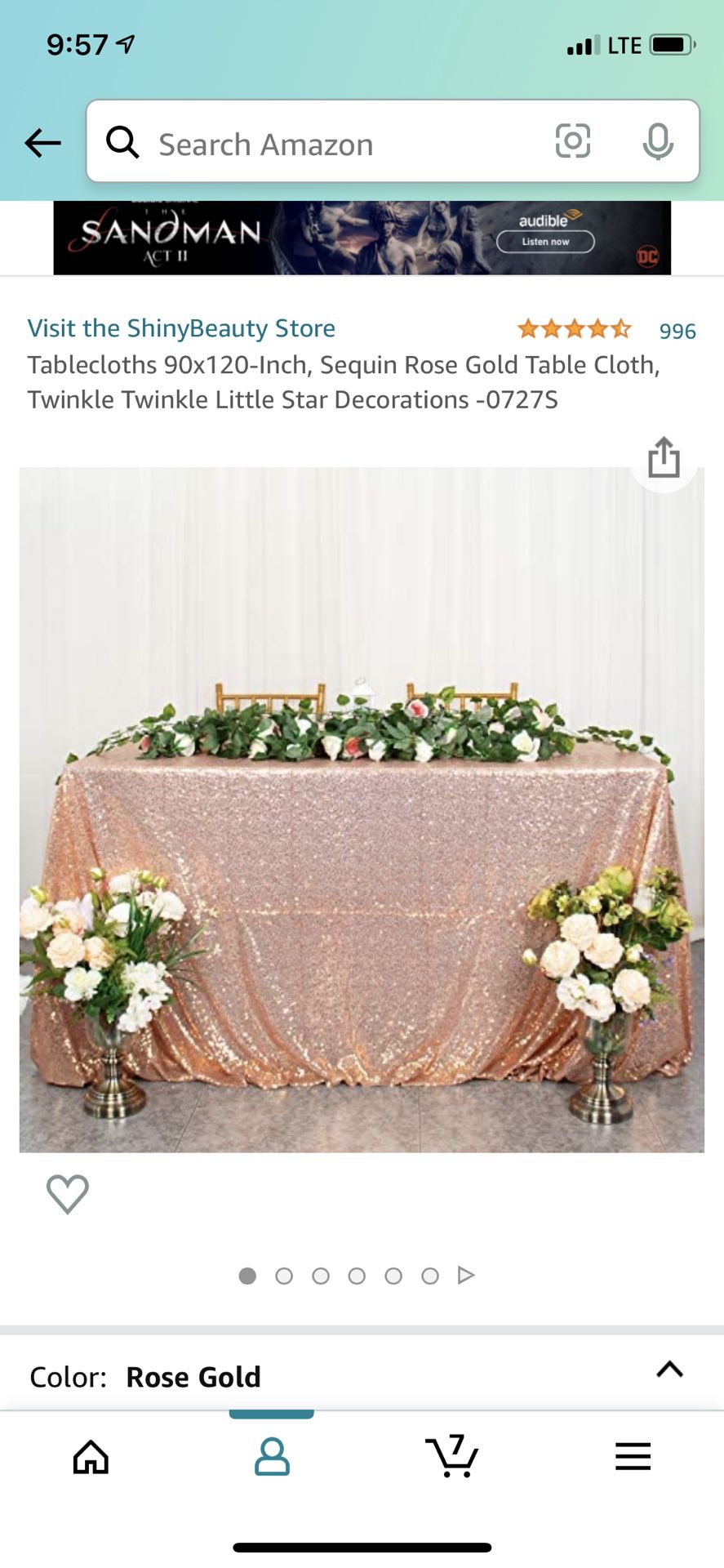 90x156 Rose Gold Tablecloth 