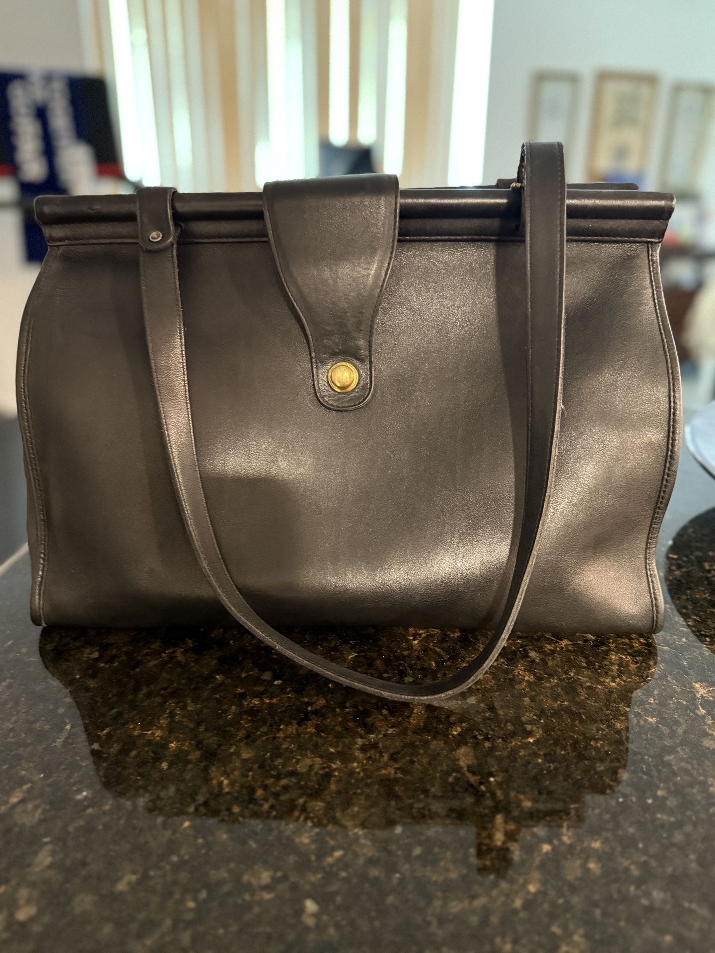 Coach Handbag - Barclay Black Leather Vintage Carryall