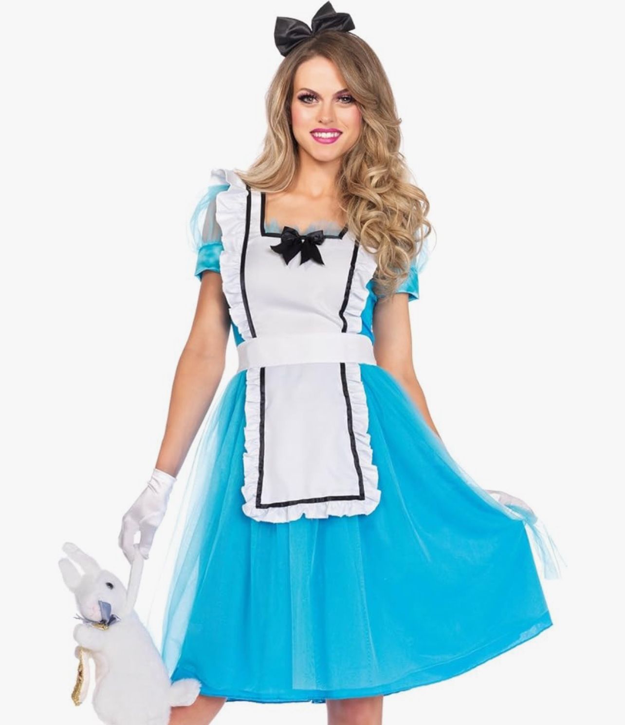 classic Alice, includes classic apron dress with tulle skirt overlay and bow headband